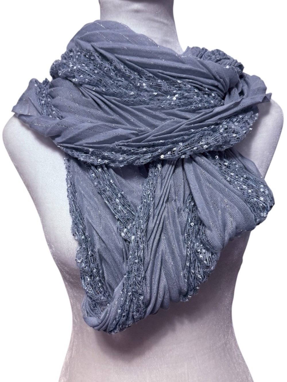 Mixit Sequined Lightweight Women's Infinity Scarf Stardust Blue Celestial NEW